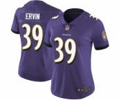 Women's Baltimore Ravens #39 Tyler Ervin Purple Team Color Vapor Untouchable Limited Player Football Jersey