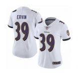 Women's Baltimore Ravens #39 Tyler Ervin White Vapor Untouchable Limited Player Football Jersey