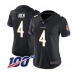 Women's Baltimore Ravens #4 Sam Koch Black Alternate Vapor Untouchable Limited Player 100th Season Football Jersey