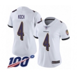 Women's Baltimore Ravens #4 Sam Koch White Vapor Untouchable Limited Player 100th Season Football Jersey