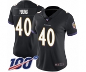Women's Baltimore Ravens #40 Kenny Young Black Alternate Vapor Untouchable Limited Player 100th Season Football Jersey