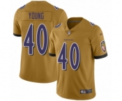 Women's Baltimore Ravens #40 Kenny Young Limited Gold Inverted Legend Football Jersey