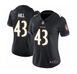 Women's Baltimore Ravens #43 Justice Hill Black Alternate Vapor Untouchable Limited Player Football Jersey