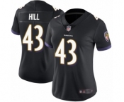 Women's Baltimore Ravens #43 Justice Hill Black Alternate Vapor Untouchable Limited Player Football Jersey