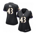 Women's Baltimore Ravens #43 Justice Hill Game Black Alternate Football Jersey