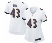 Women's Baltimore Ravens #43 Justice Hill Game White Football Jersey