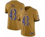 Women's Baltimore Ravens #43 Justice Hill Limited Gold Inverted Legend Football Jersey