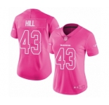 Women's Baltimore Ravens #43 Justice Hill Limited Pink Rush Fashion Football Jersey