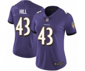 Women's Baltimore Ravens #43 Justice Hill Purple Team Color Vapor Untouchable Limited Player Football Jersey