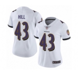 Women's Baltimore Ravens #43 Justice Hill White Vapor Untouchable Limited Player Football Jersey