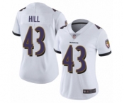 Women's Baltimore Ravens #43 Justice Hill White Vapor Untouchable Limited Player Football Jersey