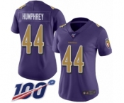Women's Baltimore Ravens #44 Marlon Humphrey Limited Purple Rush Vapor Untouchable 100th Season Football Jersey