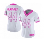 Women's Baltimore Ravens #44 Marlon Humphrey Limited White Pink Rush Fashion Football Jersey