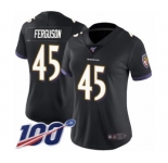 Women's Baltimore Ravens #45 Jaylon Ferguson Black Alternate Vapor Untouchable Limited Player 100th Season Football Jersey