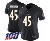 Women's Baltimore Ravens #45 Jaylon Ferguson Black Alternate Vapor Untouchable Limited Player 100th Season Football Jersey