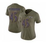 Women's Baltimore Ravens #45 Jaylon Ferguson Limited Olive 2017 Salute to Service Football Jersey