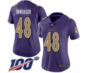 Women's Baltimore Ravens #48 Patrick Onwuasor Limited Purple Rush Vapor Untouchable 100th Season Football Jersey
