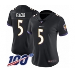 Women's Baltimore Ravens #5 Joe Flacco Black Alternate Vapor Untouchable Limited Player 100th Season Football Jersey