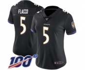 Women's Baltimore Ravens #5 Joe Flacco Black Alternate Vapor Untouchable Limited Player 100th Season Football Jersey