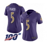 Women's Baltimore Ravens #5 Joe Flacco Limited Purple Rush Vapor Untouchable 100th Season Football Jersey