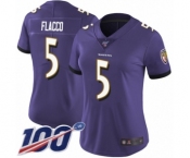 Women's Baltimore Ravens #5 Joe Flacco Purple Team Color Vapor Untouchable Limited Player 100th Season Football Jersey