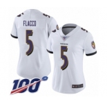 Women's Baltimore Ravens #5 Joe Flacco White Vapor Untouchable Limited Player 100th Season Football Jersey
