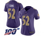 Women's Baltimore Ravens #52 Ray Lewis Limited Purple Rush Vapor Untouchable 100th Season Football Jersey