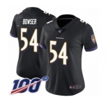 Women's Baltimore Ravens #54 Tyus Bowser Black Alternate Vapor Untouchable Limited Player 100th Season Football Jersey