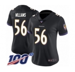 Women's Baltimore Ravens #56 Tim Williams Black Alternate Vapor Untouchable Limited Player 100th Season Football Jersey