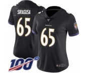 Women's Baltimore Ravens #65 Nico Siragusa Black Alternate Vapor Untouchable Limited Player 100th Season Football Jersey