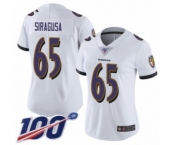 Women's Baltimore Ravens #65 Nico Siragusa White Vapor Untouchable Limited Player 100th Season Football Jersey