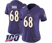 Women's Baltimore Ravens #68 Matt Skura Purple Team Color Vapor Untouchable Limited Player 100th Season Football Jersey