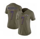 Women's Baltimore Ravens #7 Trace McSorley Limited Olive 2017 Salute to Service Football Jersey