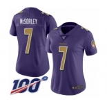 Women's Baltimore Ravens #7 Trace McSorley Limited Purple Rush Vapor Untouchable 100th Season Football Jersey