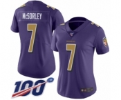 Women's Baltimore Ravens #7 Trace McSorley Limited Purple Rush Vapor Untouchable 100th Season Football Jersey