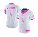 Women's Baltimore Ravens #7 Trace McSorley Limited White Pink Rush Fashion Football Jersey