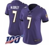Women's Baltimore Ravens #7 Trace McSorley Purple Team Color Vapor Untouchable Limited Player 100th Season Football Jersey