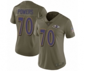 Women's Baltimore Ravens #70 Ben Powers Limited Olive 2017 Salute to Service Football Jersey
