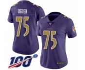 Women's Baltimore Ravens #75 Jonathan Ogden Limited Purple Rush Vapor Untouchable 100th Season Football Jersey