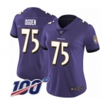 Women's Baltimore Ravens #75 Jonathan Ogden Purple Team Color Vapor Untouchable Limited Player 100th Season Football Jersey