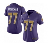Women's Baltimore Ravens #77 Bradley Bozeman Limited Purple Rush Vapor Untouchable Football Jersey