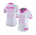 Women's Baltimore Ravens #77 Bradley Bozeman Limited White Pink Rush Fashion Football Jersey