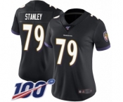 Women's Baltimore Ravens #79 Ronnie Stanley Black Alternate Vapor Untouchable Limited Player 100th Season Football Jersey