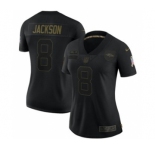 Women's Baltimore Ravens #8 Lamar Jackson 2020 Salute To Service Limited Football Jersey Black