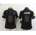 Women's Baltimore Ravens #8 Lamar Jackson Black 2020 Salute To Service Stitched NFL Nike Limited Jersey