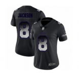 Women's Baltimore Ravens #8 Lamar Jackson Limited Black Smoke Fashion Football Jersey