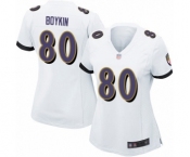Women's Baltimore Ravens #80 Miles Boykin Game White Football Jersey