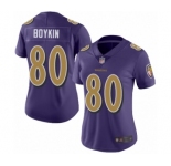 Women's Baltimore Ravens #80 Miles Boykin Limited Purple Rush Vapor Untouchable Football Jersey
