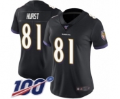 Women's Baltimore Ravens #81 Hayden Hurst Black Alternate Vapor Untouchable Limited Player 100th Season Football Jersey