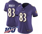 Women's Baltimore Ravens #83 Willie Snead IV Purple Team Color Vapor Untouchable Limited Player 100th Season Football Jersey